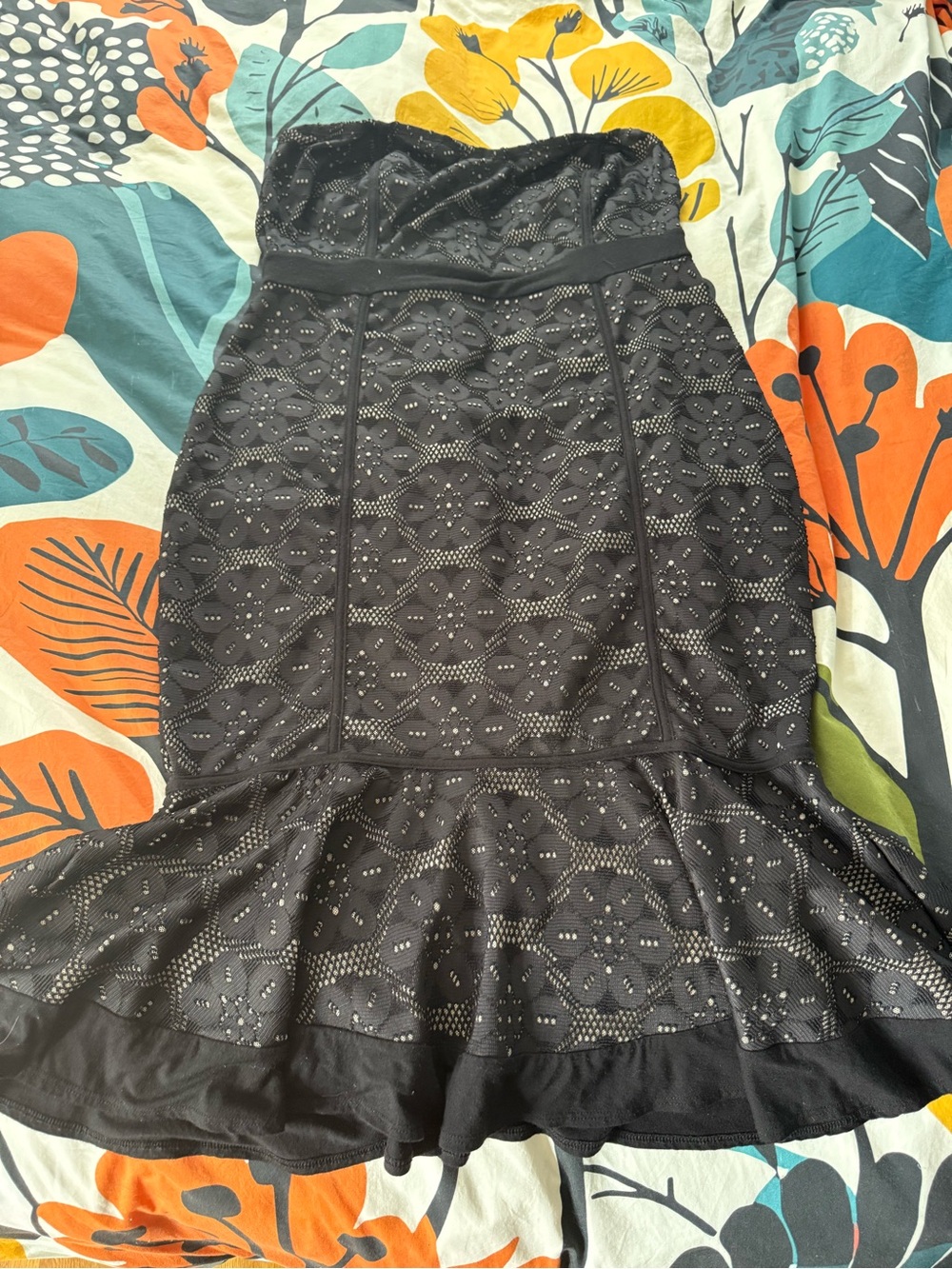 Strapless Black Lace Mermaid Dress